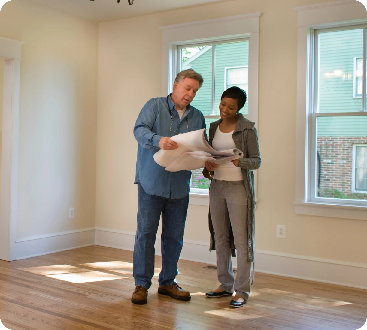 Discussing renovation ideas in a new home